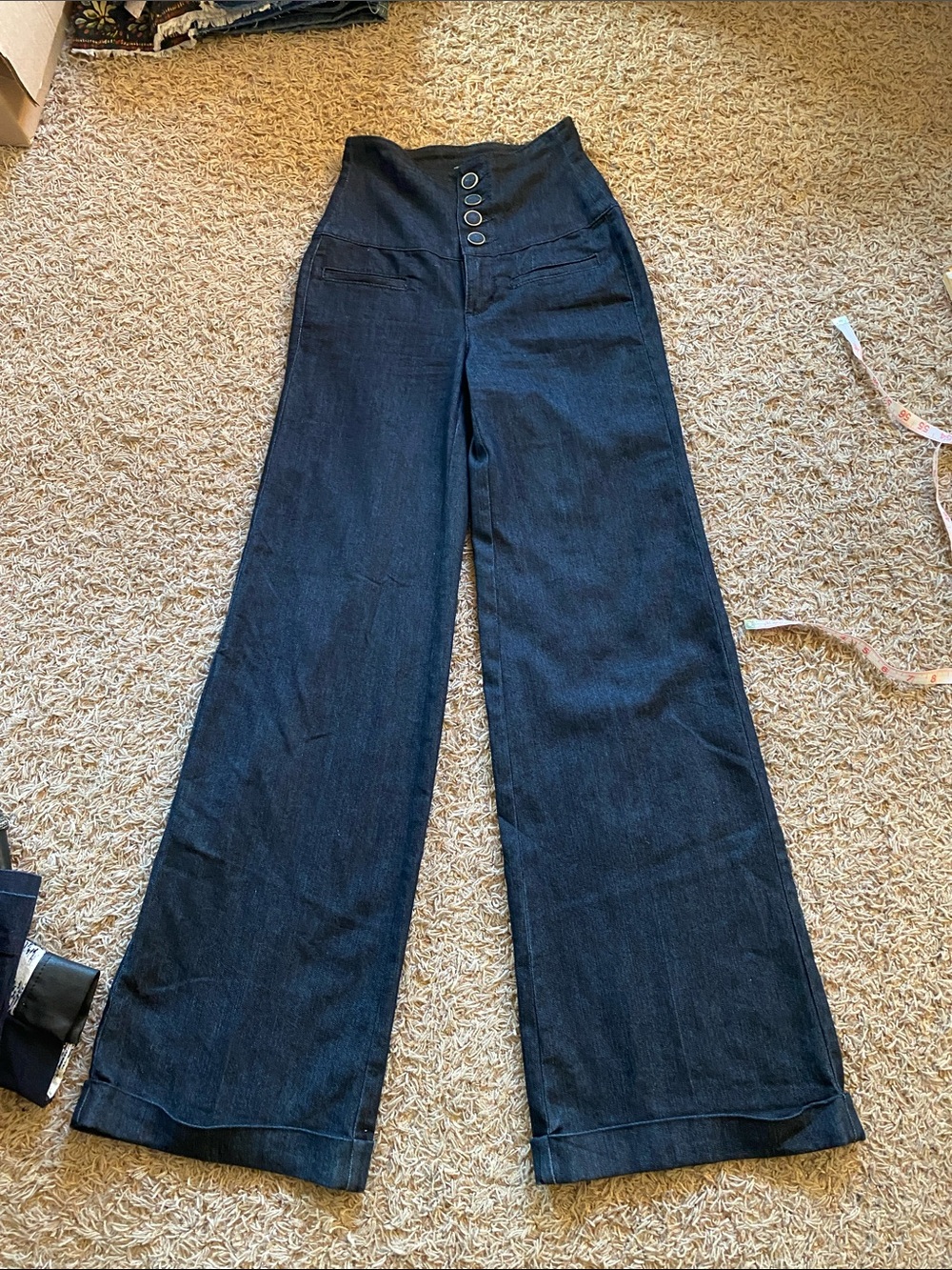 Arden B High-Waist Wide-Leg Jeans - dark denim